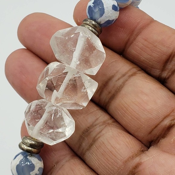 Druzy Beaded Bracelet - Cream & Blue Zebra (one bracelet per order) - Picture 5 of 6